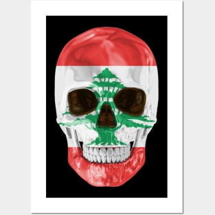 Lebanon Flag Skull - Gift for Lebanese With Roots From Lebanon Posters and Art